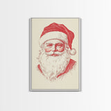 Reto Santa Portrait Canvas Print - Framed Canvas - Minimalist Christmas Art - Boho Christmas Art - Rustic Christmas Art - Santa Painting