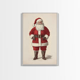 Cheerful Santa Clause Canvas Print - Framed Canvas - Minimalist Christmas Art - Boho Christmas Art - Rustic Christmas Art