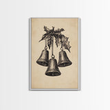 Christmas Bells Canvas Print - Framed Canvas - Minimalist Christmas Art - Boho Christmas Art - Rustic Christmas Art