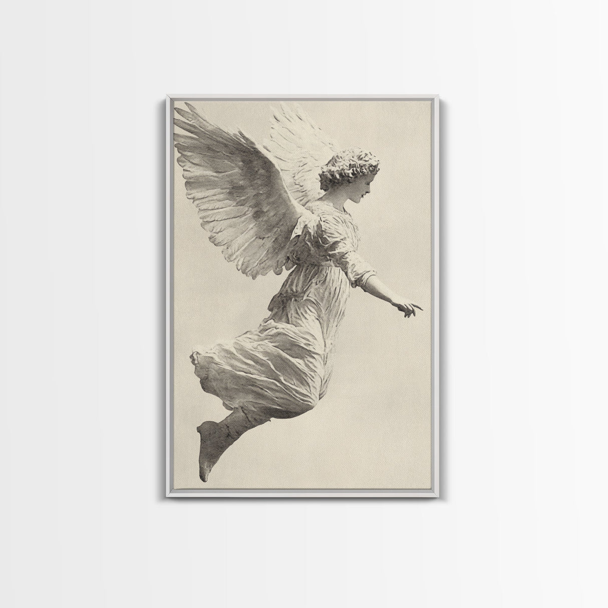 Christmas Angel Canvas Print - Framed Canvas - Minimalist Christmas Art - Boho Christmas Art - Rustic Christmas Art