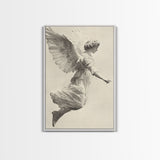 Christmas Angel Canvas Print - Framed Canvas - Minimalist Christmas Art - Boho Christmas Art - Rustic Christmas Art