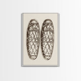 Vintage Snow Shoes Canvas Print - Framed Canvas - Minimalist Christmas Art - Boho Christmas Art - Rustic Christmas Art