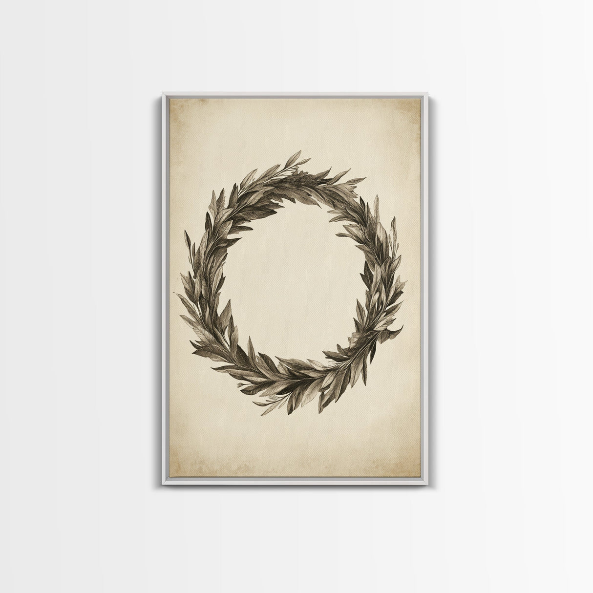 Vintage Wreath Canvas Print - Framed Canvas - Minimalist Christmas Art - Boho Christmas Art - Rustic Christmas Art