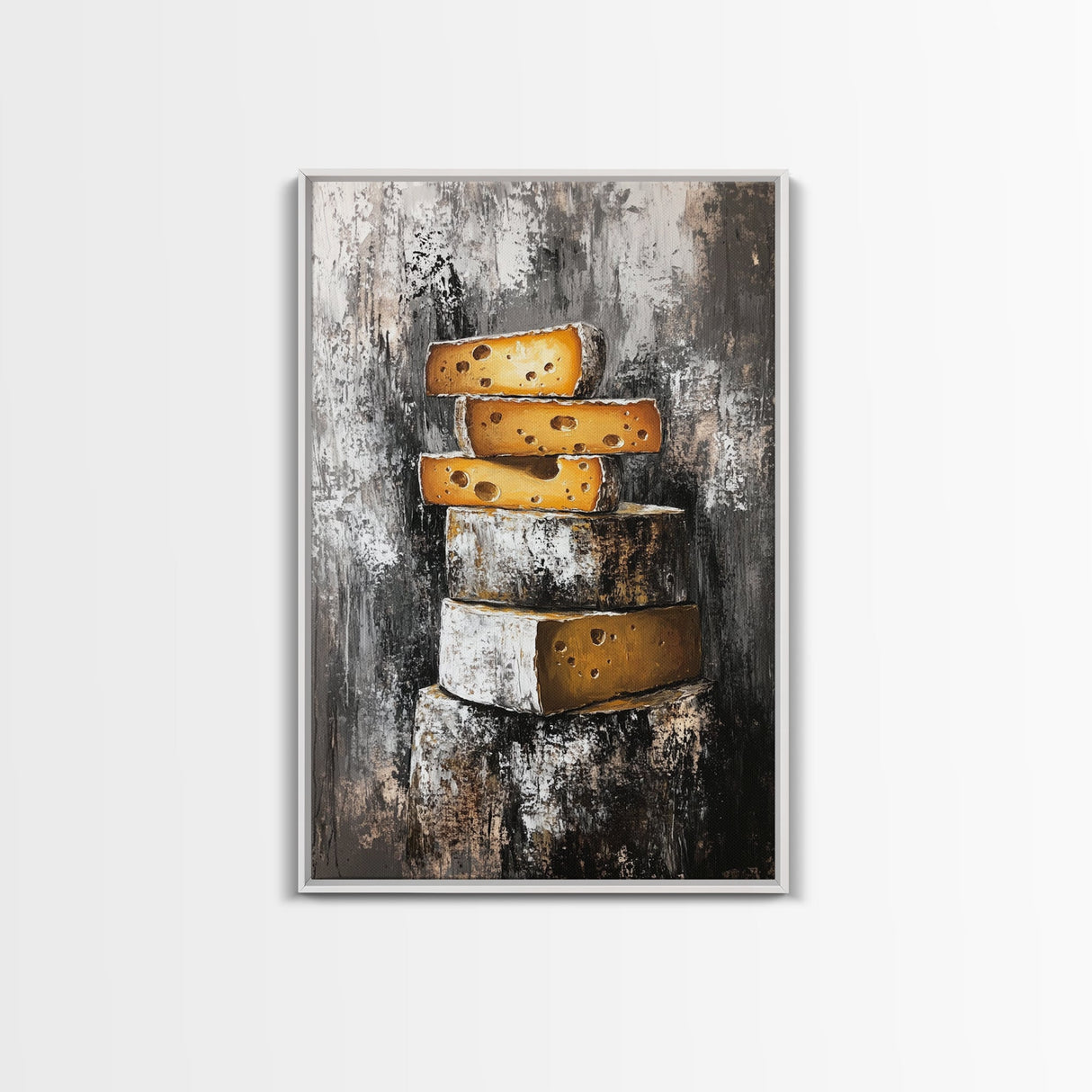 Stack Of Cheese Painting Print - Victorian Still Life Oil Painting of Cheese Rustic Farmhouse Kitchen Art - Kitchen Decor - Gift Idea For Chef