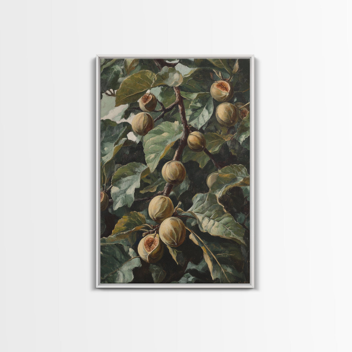 Fig Painting Print - Framed Canvas - Fig Oil Painting, Fig Painting, Kitchen Decor, Rustic Farmhouse, Minimalist Home Decor