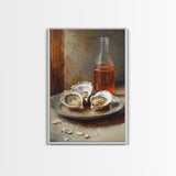 Retro Oysters Poster Canvas Print Kitchen Wall Art Oyster Kitchen Retro Food Art Coastal Seafood Bar Decor Cocktail Art