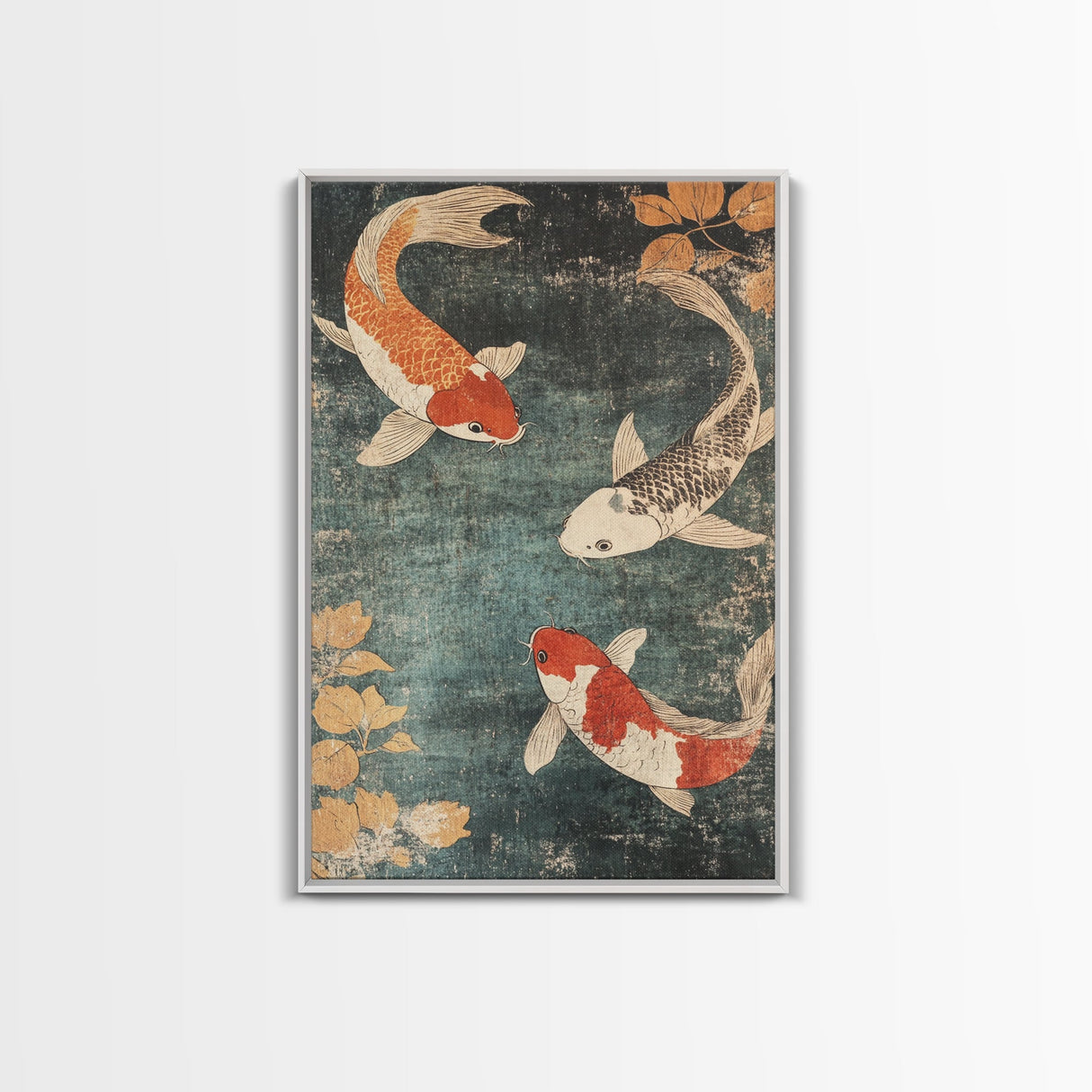 Wabi Sabi Koi Fish Print, Trendy Japanese Decor, Ocean Wall Art, Beach House Decor, Coastal Art Print, Coastal Wall Art, Koi Fish Painting