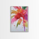 Retro Palm Tree Painting Print, Framed Canvas Print, Pop Art Palm Tree Painting Home Decor, 80s Style Synthwave Wall Art, Coastal Decor
