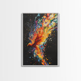 Rainbow Phoenix In Flames, Retribution, Framed Canvas Print, The Phoenix, Framed Wall Art, Original Painting Phoenix