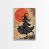It's All Downhill From Here, Framed Canvas Print, Wabi Sabi Witch Decor, Witch Painting, Witchy Gift, Witchy Home Decor