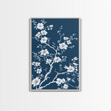 Forest Life Botanical Print - Framed Canvas Print - Chinoiserie Wall Art, Chinoiserie Painting, Blue Wall Art Ready To Hang