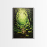 Forest At Dusk Painting Print, Spooky Art, Fantasy Art, Nature Landscape Painting Canvas Print, Landscape Decor, large wall art