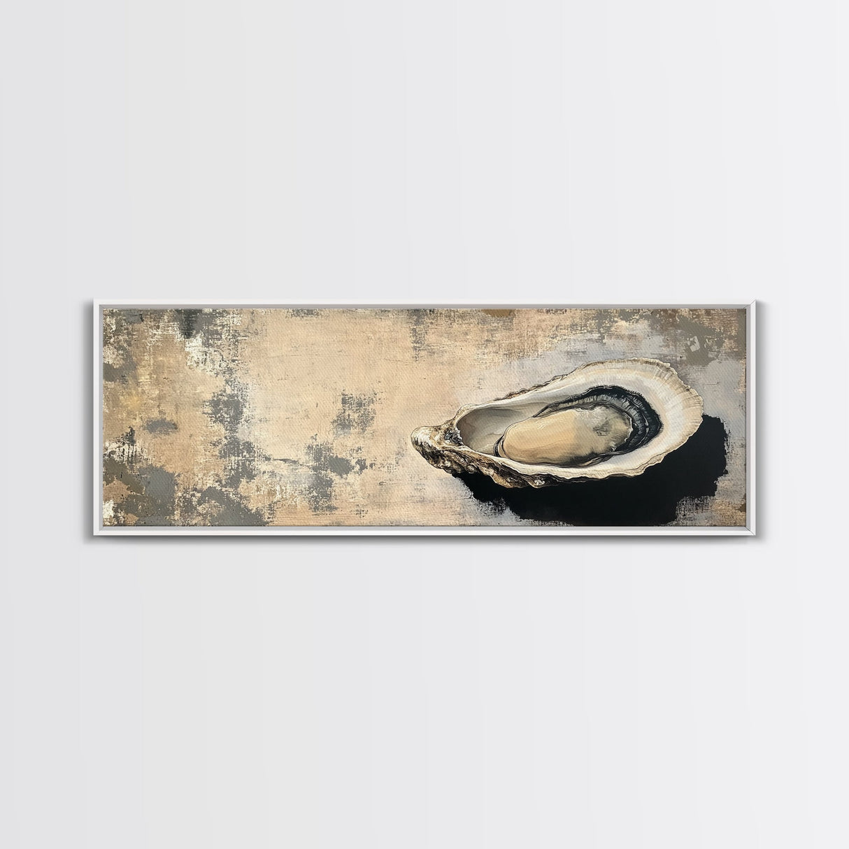 Wabi Sabi Kitchen Wall Decor, Oyster Shell Painting Print, Canvas Print, Oyster Wall Art, Boho Kitchen Decor, Dining Room Wall Art, Kitchen Decor