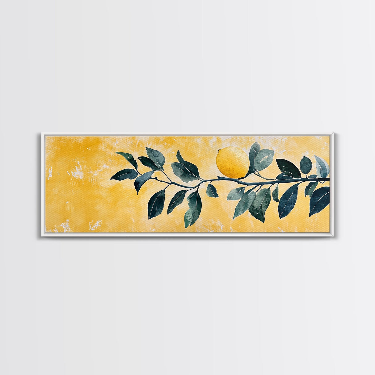 The Lemon Tree Framed Canvas Print, Horizontal Panoramic Wall Art, Kitchen Decor, Gift For Her, Lemon Tree Painting Wall Art