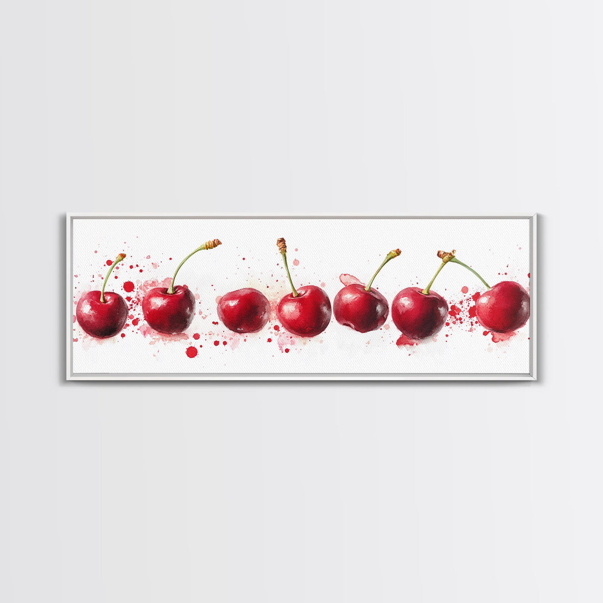 Original Cherry Painting Print - Panoramic Canvas Fruit Illustration - Home Decor For Kitchen - Framed Wall Art - Dining Room Decor
