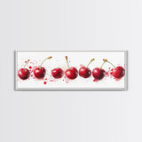 Original Cherry Painting Print - Panoramic Canvas Fruit Illustration - Home Decor For Kitchen - Framed Wall Art - Dining Room Decor