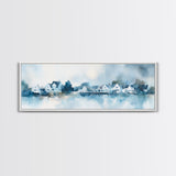 Horizontal Painting Print of Nantucket, Framed Canvas, Nautical Decor, Seascape landscape painting, Panoramic Nantucket Wall Art