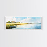 Beautiful Sescape Landscape Painting Print - Panoramic Wall Art - Nautical Landscape Painting, Beach House Art, Lake House Art