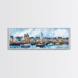 Nantucket Massachusetts Wall Art Framed Canvas Print, Nantucket Painting, Nantucket Nautical Decor, Nautical Landscape Painting