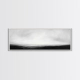 The Sea is Calm Panoramic Canvas Print, Seascape Painting, Black and White Nautical Art, Moody Decor, Muted Art, Subdued Art