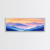 Smoky Mountain Landscape Canvas Print, Blue Ridge Mountains Painting, Panoramic Wall Art, Mountain Cabin Wall Art Home Decor