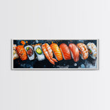 Wabi Sabi Sushing Painting Print, Panoramic Wall Art, Kitchen Decor, Restaurant Wall Art, Restaurant Decor, Sushi Art, Food Painting
