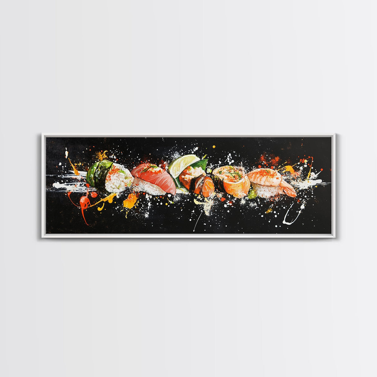 Sushi Wall Art - Framed Canvas Print - Kitchen Wall Art - Kitchen Decor - Original Painting - Restaurant Wall Art - Wabi Sabi Minimalist Art