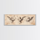 Painting of 3 Angels Canvas Print, Guardian Angels Wall Art, Angel Sketch, Angel Painting, Angelic Home Decor, Extra Wide Wall Art