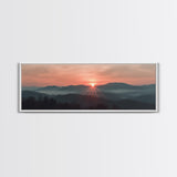 Smoky Mountains Art, Framed Canvas Print, Smoky Mountain Art Panoramic Painting Print, Great Smoky Art, Great Smoky Mountains