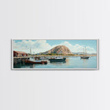 Morro Bay Panoramic Art, Nautical Landscape Painting, Canvas Print, Seascape Panoramic Painting, Seascape Landscape Wall Art Home Decor