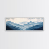 Panoramic Blue Ridge Mountains, Fog Over The Mountains Canvas Print, Wood Framed Wall Art, Mood Setting Home Decor, Moody Art, Landscape