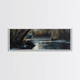 Blue Heron Wall Art, Framed Canvas Print, Nautical Home Decor, Blue Heron Painting, Panoramic Horizontal Wall Art