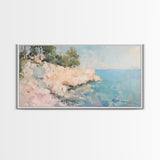 Cliffs Of Moher Oil Painting Print, Boho Whimsical Nautical Landscape Painting Print, Seascapes Wall Art, Kitsch Decor, Eclectic Art