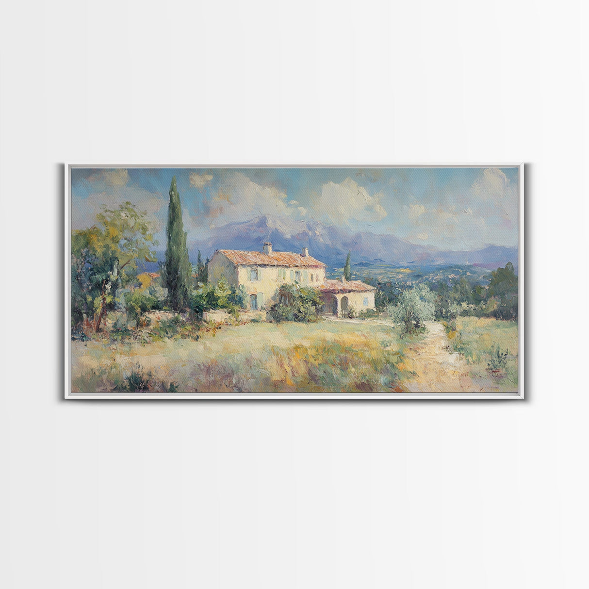 Whimsical Modern Art, Framed Canvas Print, Oil Painting of a Chalet, Kitsch Home Decor, Original Oil Painting, Victorian Painting