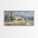Whimsical Modern Art, Framed Canvas Print, Oil Painting of a Chalet, Kitsch Home Decor, Original Oil Painting, Victorian Painting