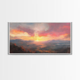 Sunset Over The Blue Ridge Mountains, Oil Painting Print, Framed Canvas Print, Landscapes of America Wall Art, American Landscape Painting