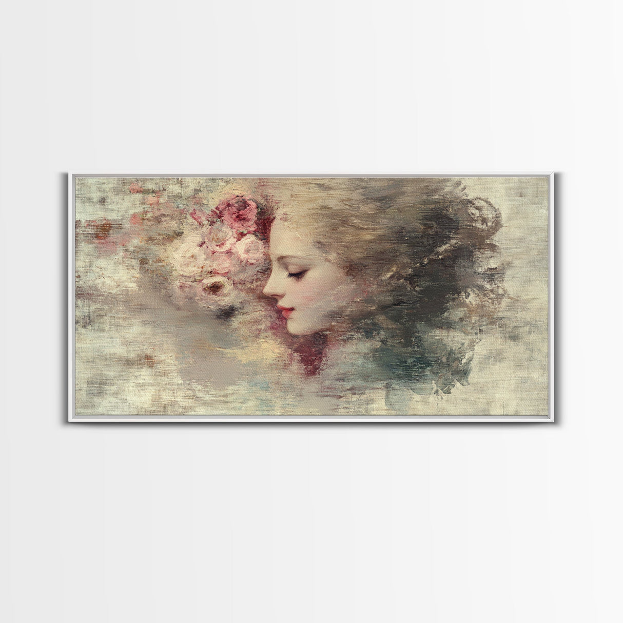 Portrait of a Victorian Woman, Framed Canvas Print, Victorian Style Oil Painting Print, Boho Home Decor, Living Room Wall Art