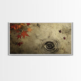 Rain Drops In The Fall, Framed Canvas Print, Thought Provoking Wall Art, Wabi Sabi Style Boho Minimalist Wall Art - Reflections