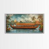Mural of Kerala, Framed Canvas Print, Lush Jaipur Garden Wall Art Mural, Vibrant Green Canvas Art, Indian Wall Art, Highly Detailed Decor