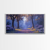 The Path Through The Forest, Framed Canvas Print, Fantasy Landscape Painting, Wood Framed Home Decor, Above Sofa Living Room Wall Art