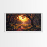Cute Fantasy Wall Art, Framed Canvas Print, Fantasy Landscape Painting Print, Fairy Art, Fairy Landscape Wall Art Decor