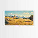 Retro Western Landscape Painting Print, Boho Southern Decor, Fall Decor, Above mantle Art, Centerpiece Art, Landscape Oil Painting