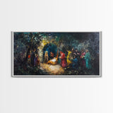 Modern Abstract Oil Painting Print of Nativity - Framed Canvas Print - Christrmas Art - Christian Wall Art - Christmas Home Decor