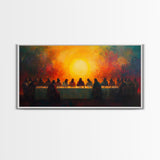 Scenic Depiction Of The Last Supper Framed Canvas Print - Jesus Art, Bible Wall Art, Christian Faith Home Decor, Last Supper Oil Painting