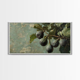 Figs On The Branch - Framed Canvas Print - Fig Painting - Fig Original Oil Painting Small Fruit Still Life Colorful Wall Art Hand Made Ready To hang