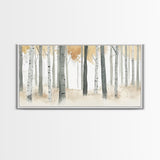 Aspen Trees Oil Painting Print Canvas, Autumn Aspens Print, Muted White Winter Wall Art, Country Farmhouse Wall Decor, Abstract Landscape Art