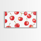 Preppy Cherry Wall Art Framed Canvas Print - Kitchen Wall Art - Dining Room Wall Art - Loft Decor - Cute Wall Art - Cutesy Home Decor