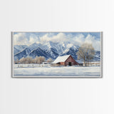 Winter Cabin Oil Painting Print - Rustic Farmhouse Decor - Modern Farmhouse - Cabin Decor - Rural America Oil Painting Print