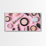 Retro Preppy Makeup Canvas Print, Makeup Art, Makeup Painting, Dorm Room Wall Art