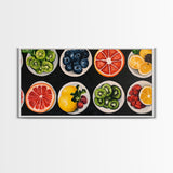 Fruit Basket Painting Canvas Print, Modern Fswmrhouse Kitchen Wall Art, Vintage Fruit Art For Dining Room Framed and Ready To Hang